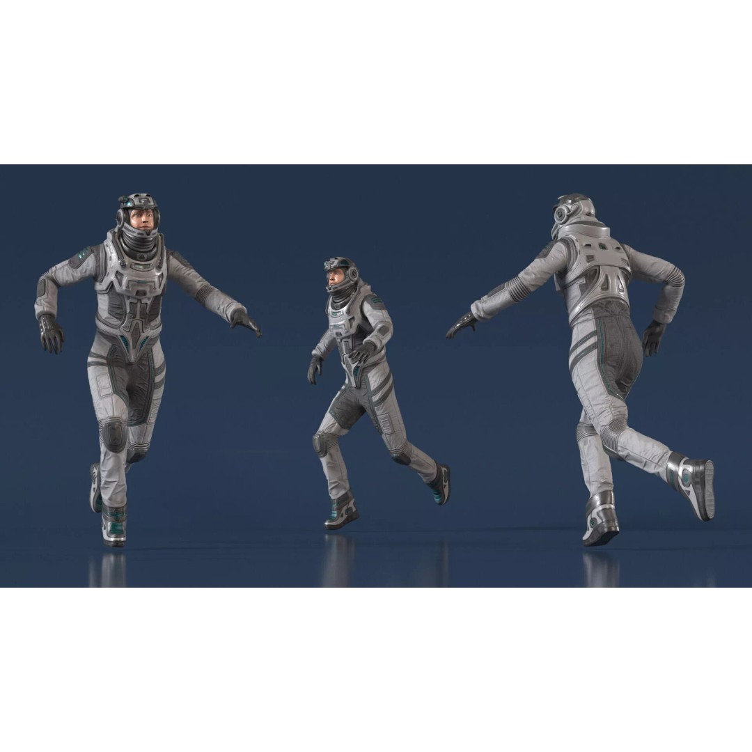 Running Sci-Fi Astronaut 3D Model – High Poly PBR Character Asset - View 5