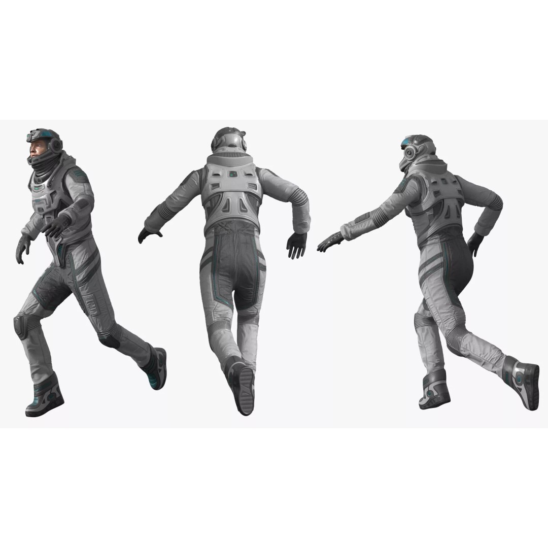 Running Sci-Fi Astronaut 3D Model – High Poly PBR Character Asset - View 6