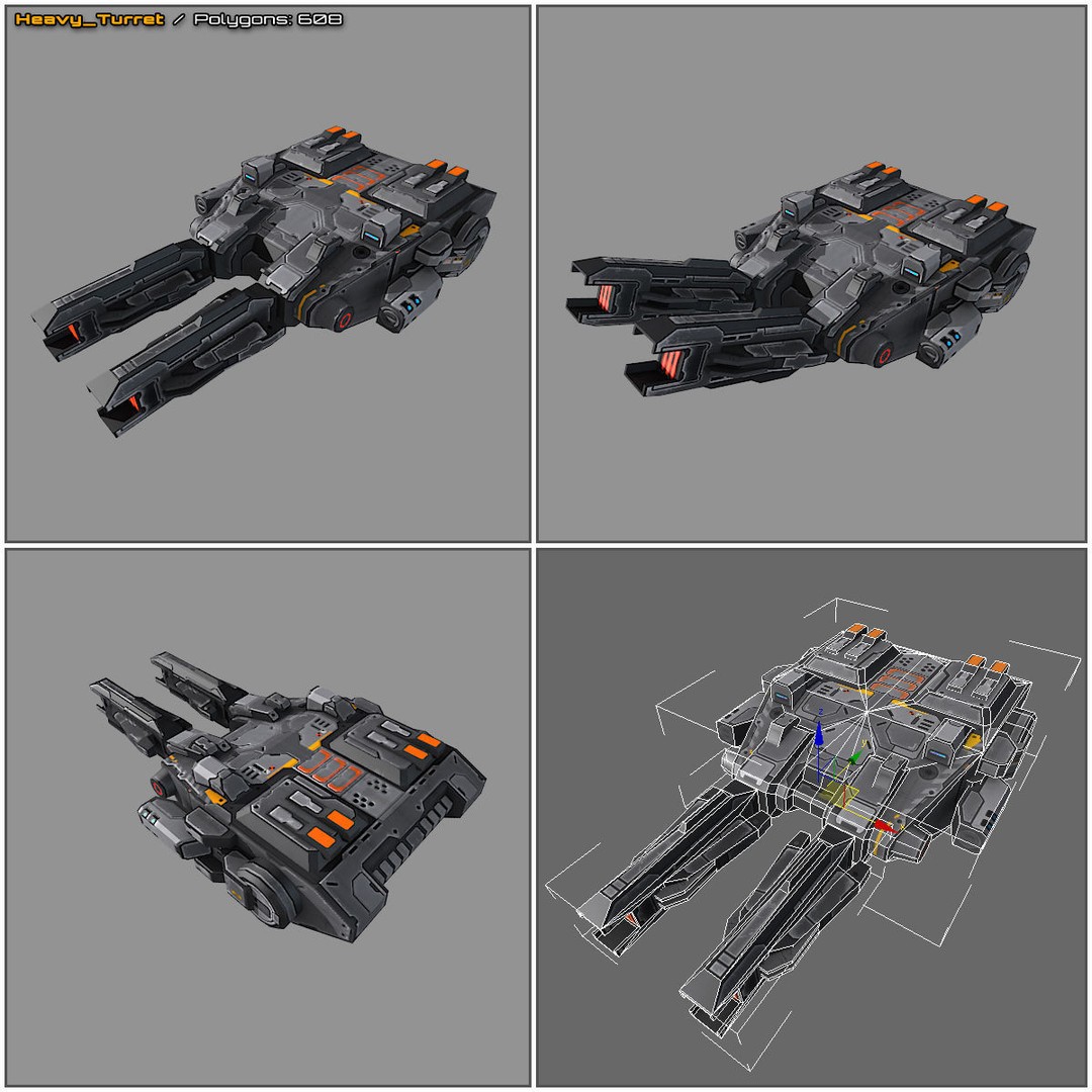 Spaceship 3D Model – Low Poly Sci-Fi Asset, FBX & OBJ Formats - View 3