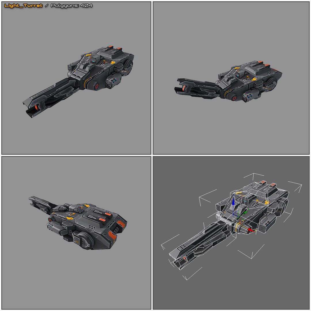 Spaceship 3D Model – Low Poly Sci-Fi Asset, FBX & OBJ Formats - View 4