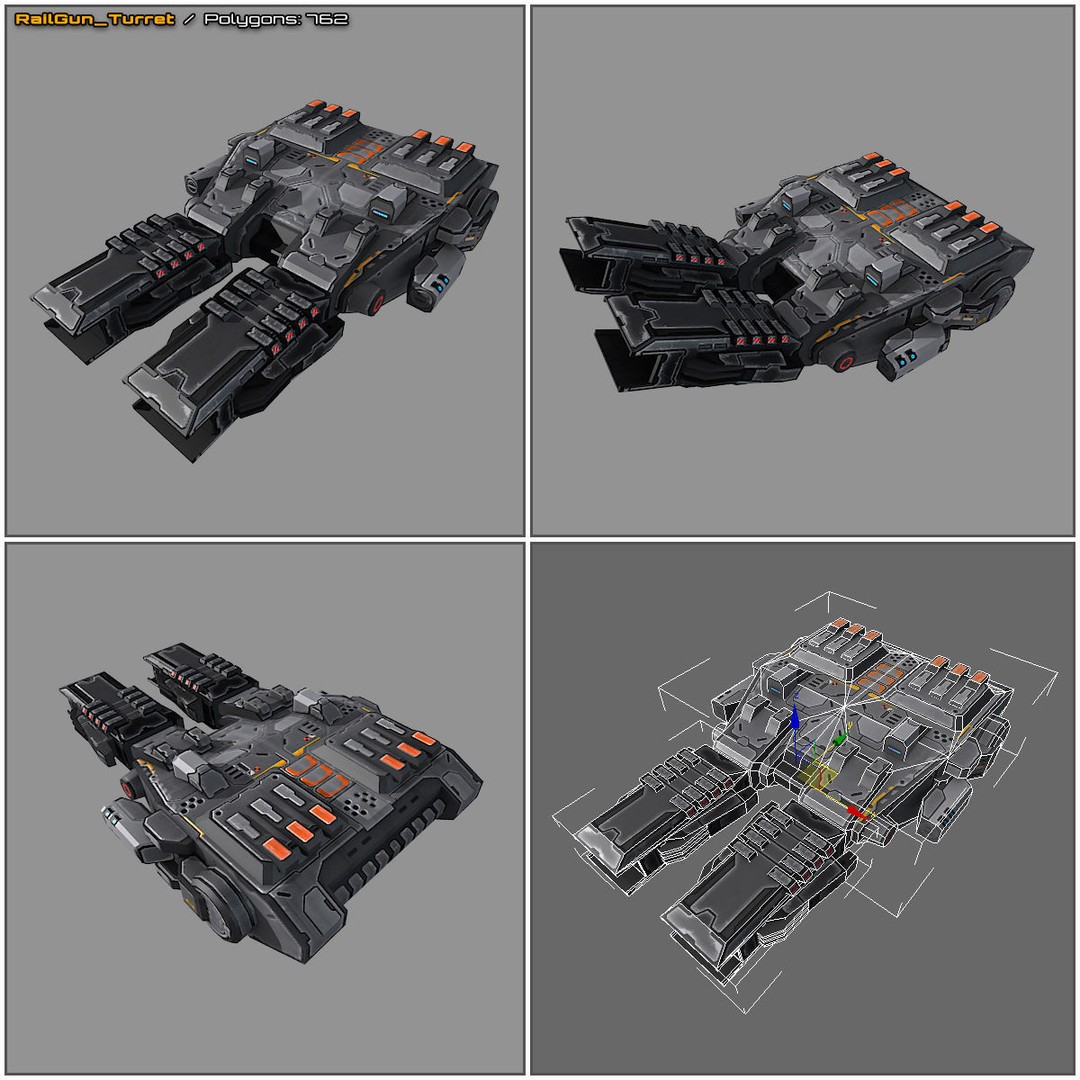 Spaceship 3D Model – Low Poly Sci-Fi Asset, FBX & OBJ Formats - View 5