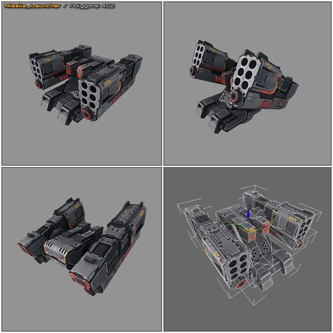 Spaceship 3D Model – Low Poly Sci-Fi Asset, FBX & OBJ Formats - View 6