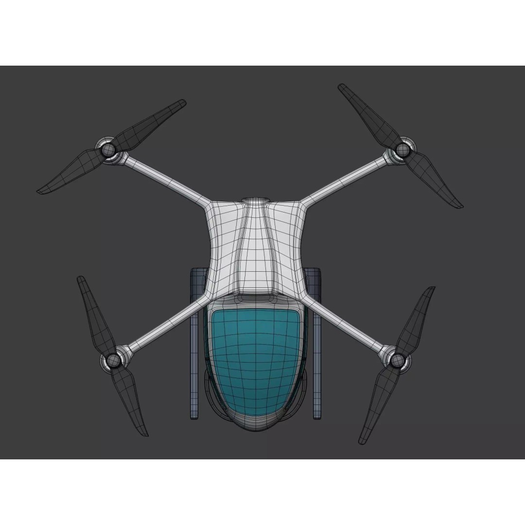 Taxi Drone 3D Model – Low Poly Flying Taxi, Blender, FBX - View 10