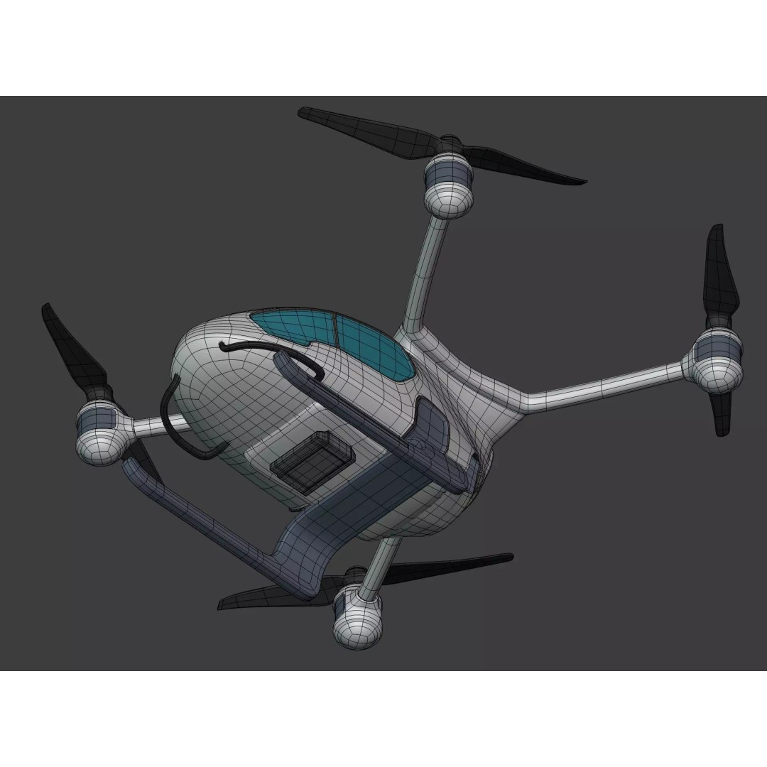 Taxi Drone 3D Model – Low Poly Flying Taxi, Blender, FBX - View 12
