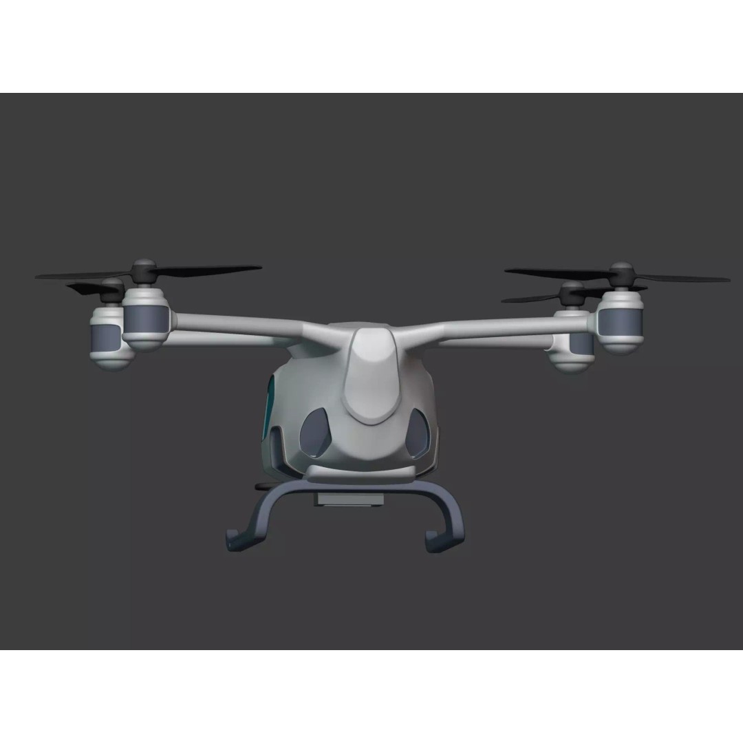 Taxi Drone 3D Model – Low Poly Flying Taxi, Blender, FBX - View 13