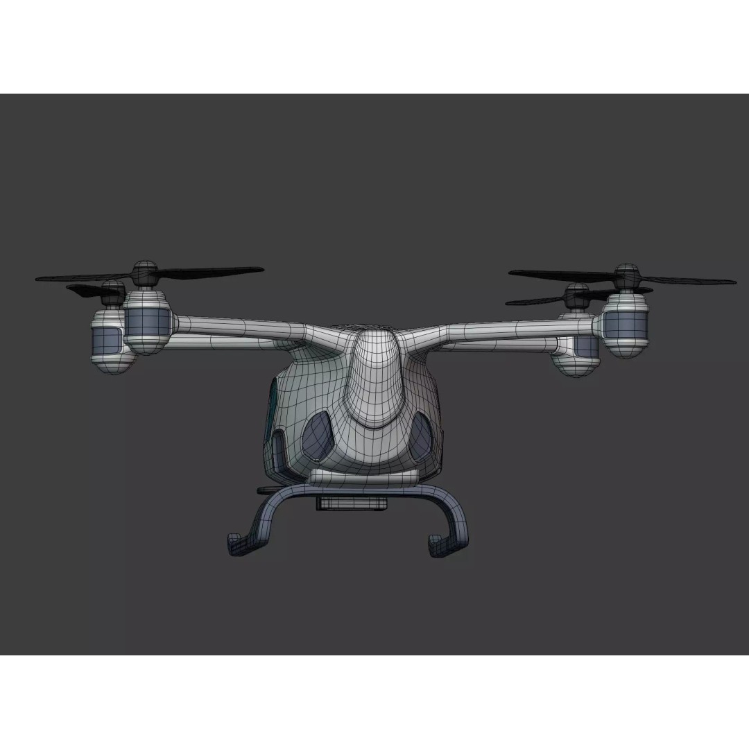 Taxi Drone 3D Model – Low Poly Flying Taxi, Blender, FBX - View 14