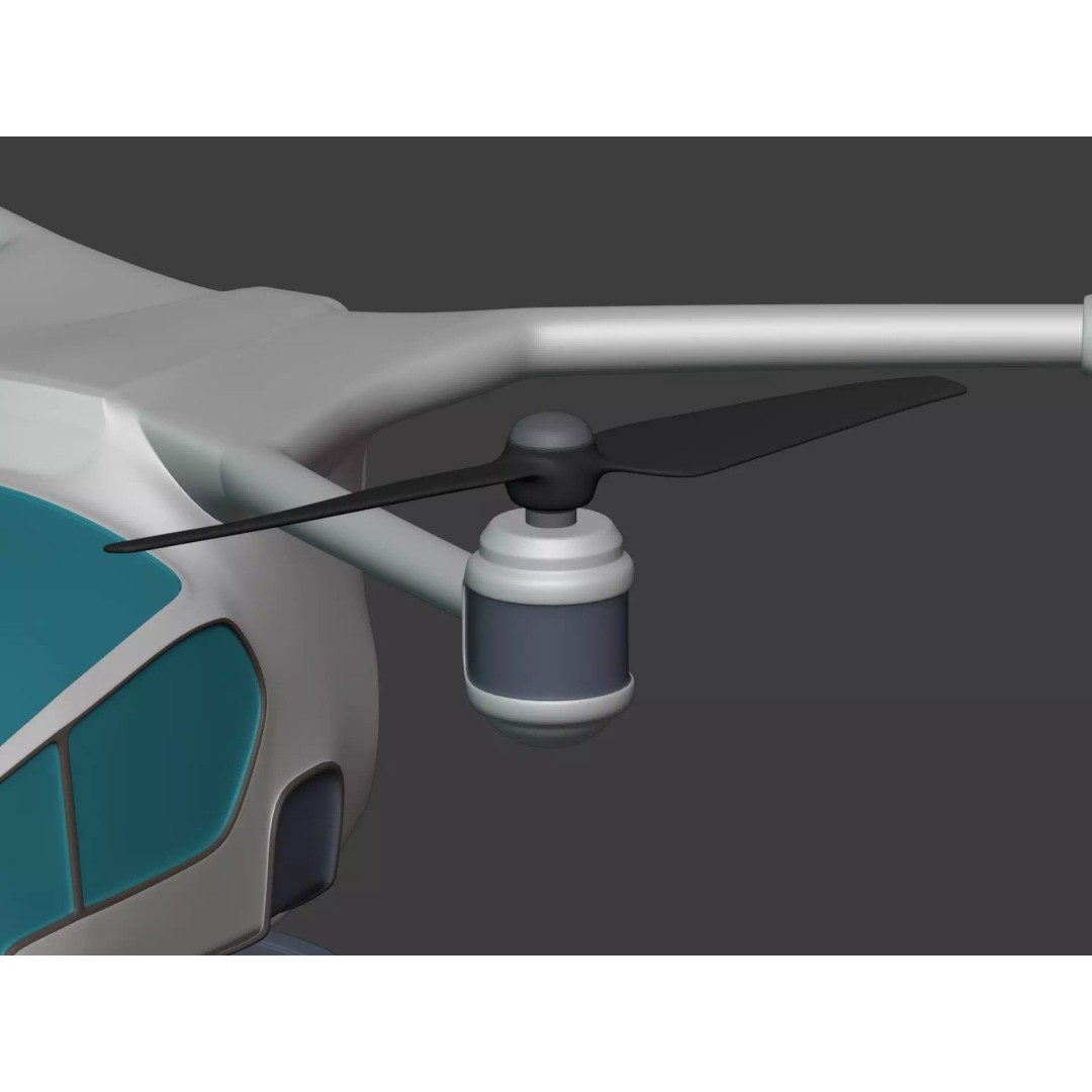 Taxi Drone 3D Model – Low Poly Flying Taxi, Blender, FBX - View 15