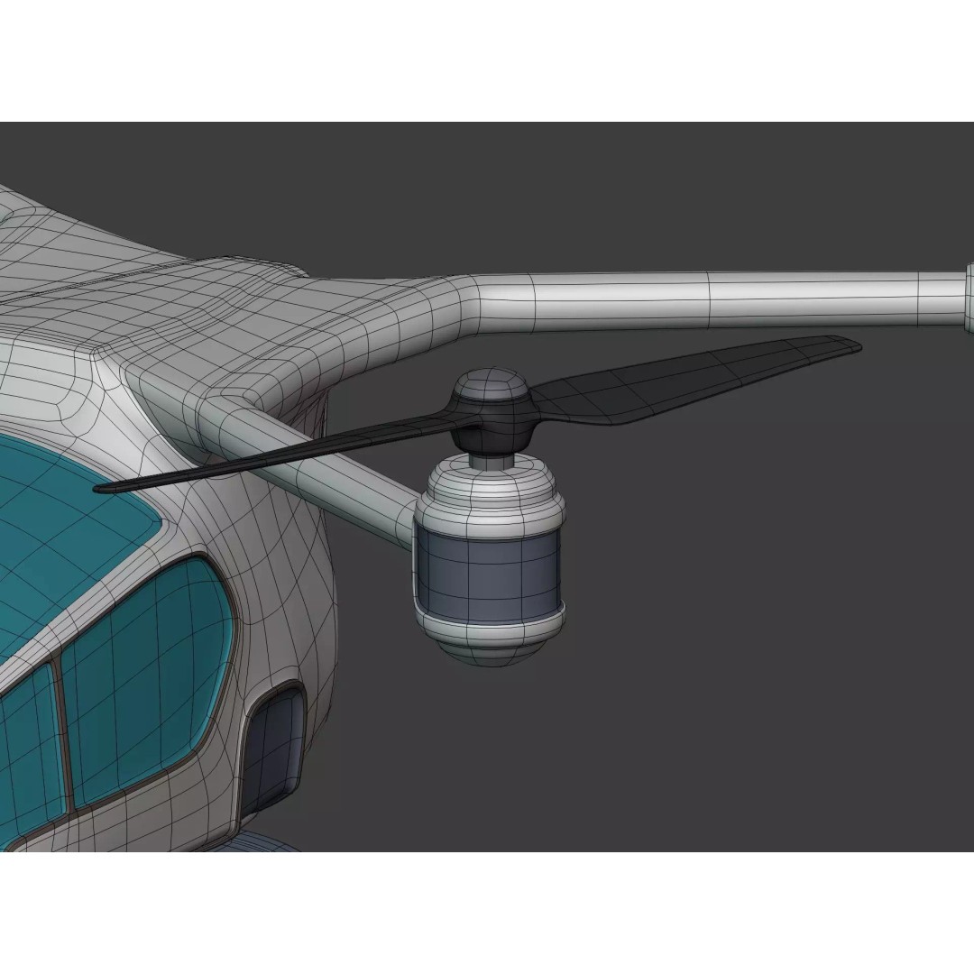 Taxi Drone 3D Model – Low Poly Flying Taxi, Blender, FBX - View 16