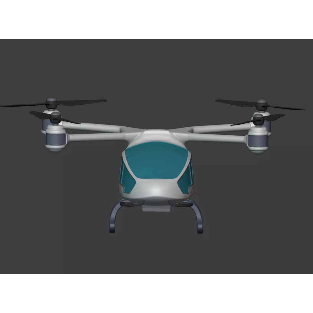 Taxi Drone 3D Model – Low Poly Flying Taxi, Blender, FBX - View 5