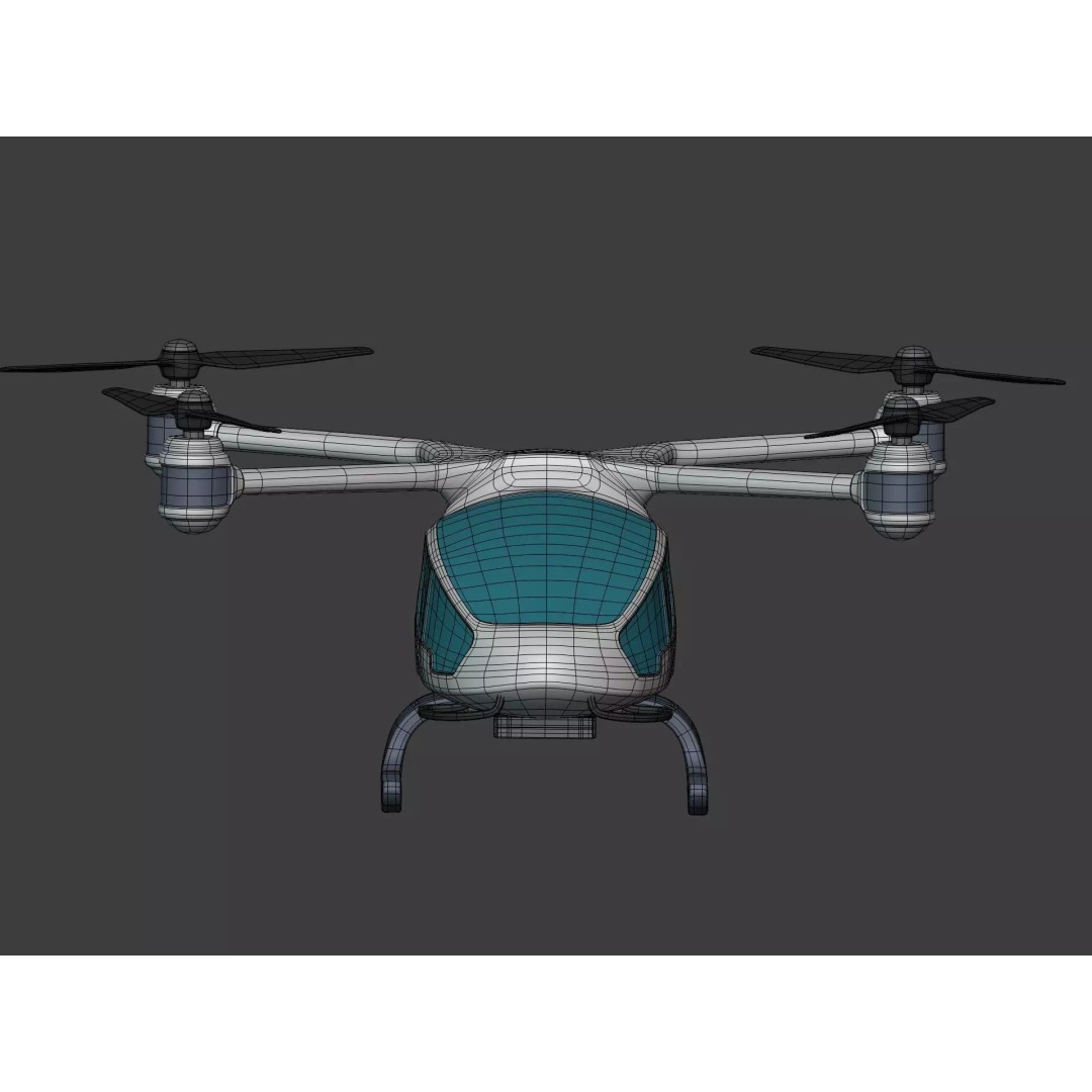 Taxi Drone 3D Model – Low Poly Flying Taxi, Blender, FBX - View 6