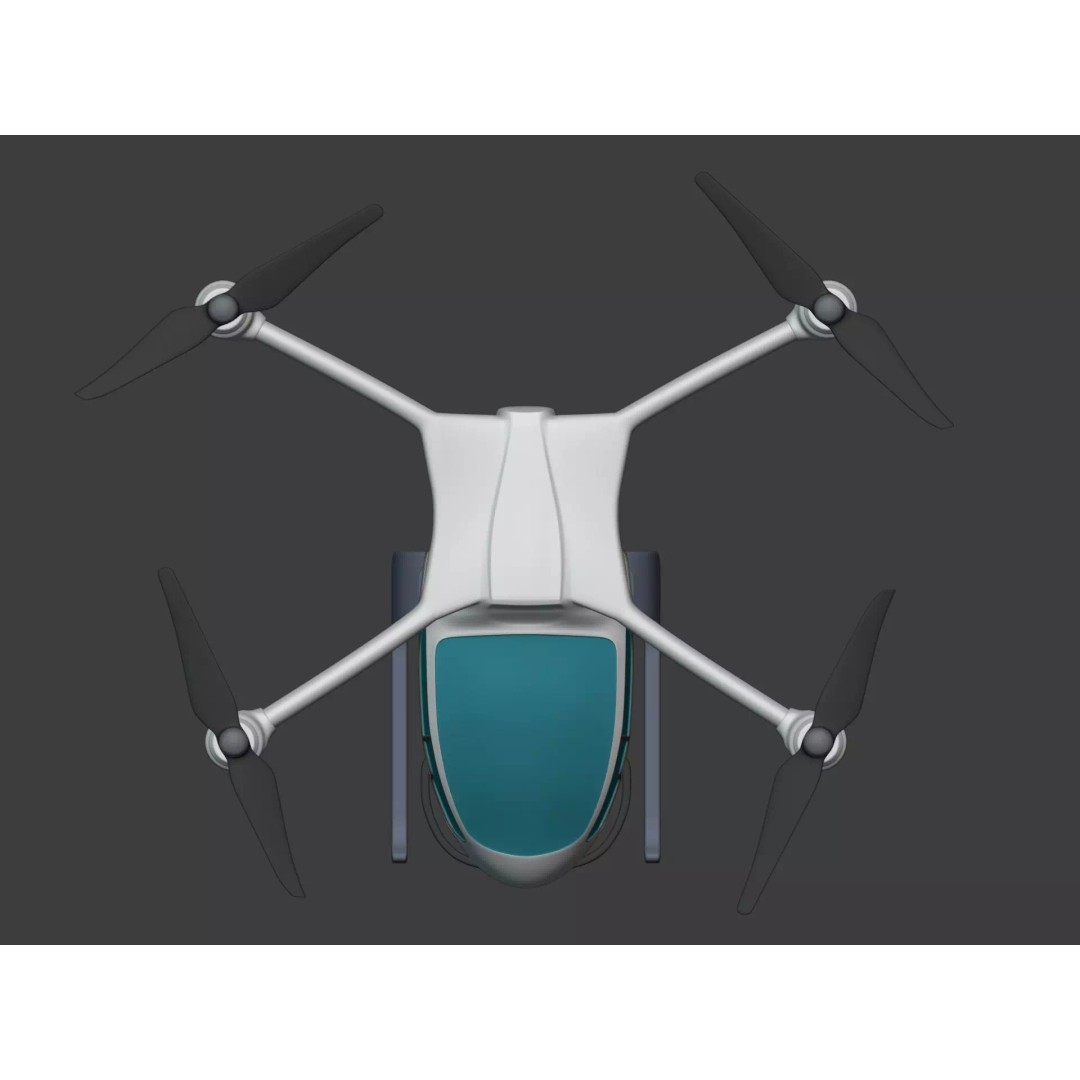 Taxi Drone 3D Model – Low Poly Flying Taxi, Blender, FBX - View 9