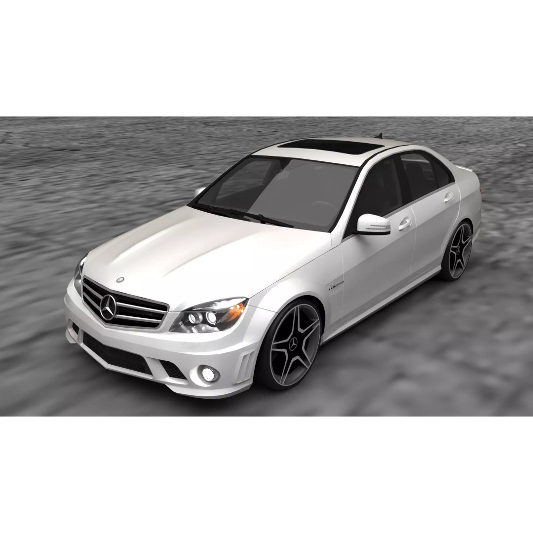 Mercedes C63 3D Model – Low Poly Luxury Car Asset, FBX - View 2