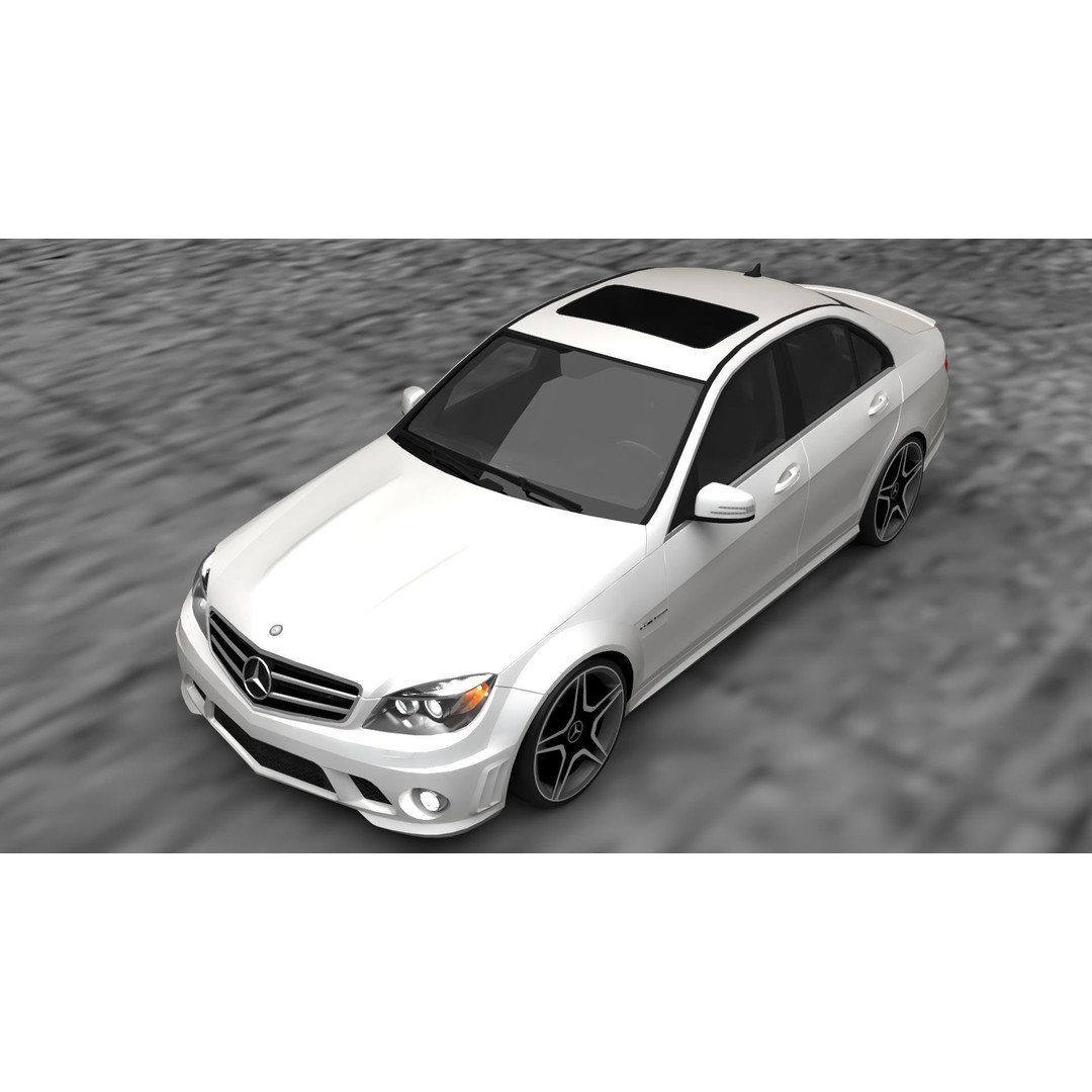 Mercedes C63 3D Model – Low Poly Luxury Car Asset, FBX - View 3