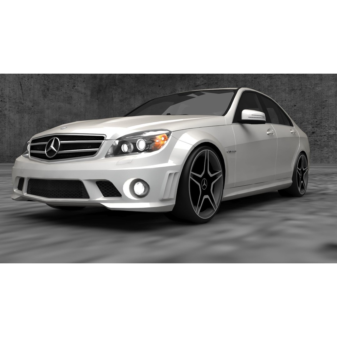 Mercedes C63 3D Model – Low Poly Luxury Car Asset, FBX - View 4