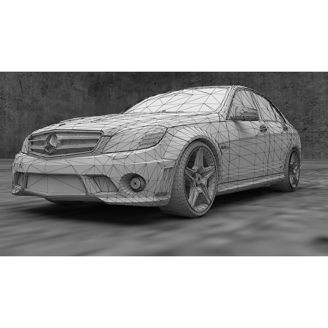 Mercedes C63 3D Model – Low Poly Luxury Car Asset, FBX - View 5