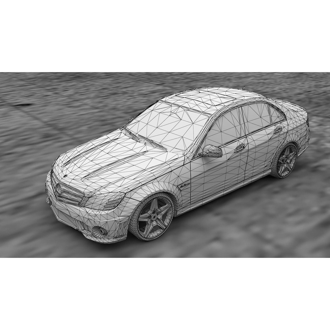 Mercedes C63 3D Model – Low Poly Luxury Car Asset, FBX - View 6