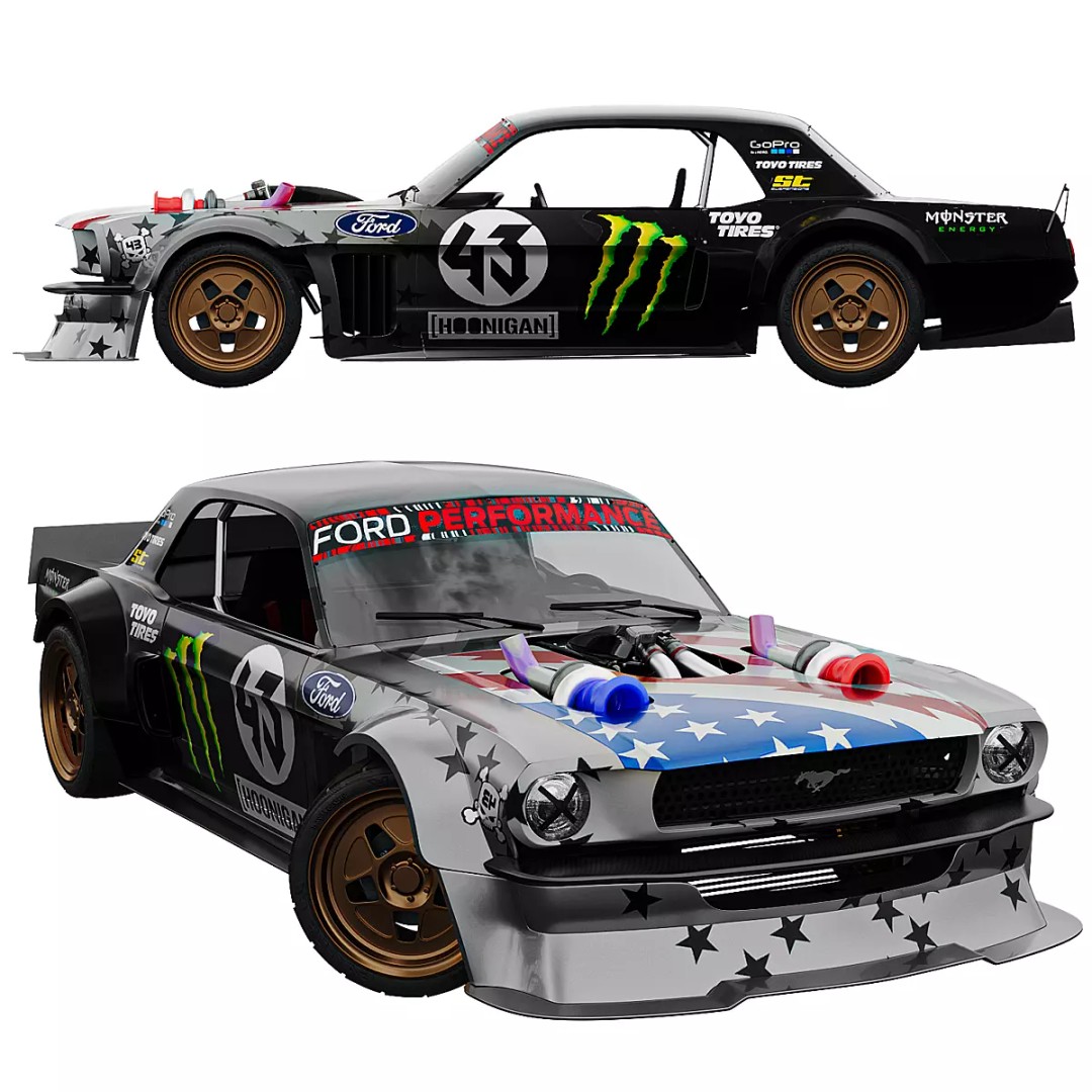 Hoonicorn Mustang V2 3D Model – High Poly Racing Car, OBJ and FBX - View 3