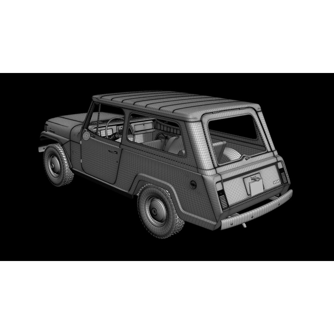 Jeepster Commando C101 3D Model – High Poly Antique Vehicle, FBX/OBJ