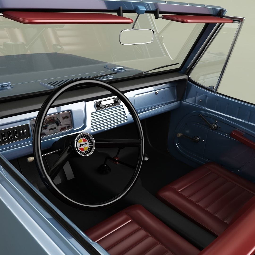 Jeepster Commando C101 3D Model – High Poly Antique Vehicle, FBX/OBJ - View 12