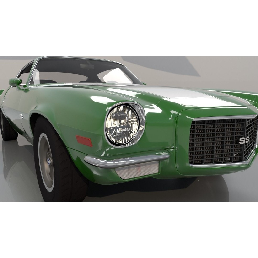 Chevrolet Camaro RS 1970 3D Model – High Poly Antique Car, FBX, OBJ - View 10