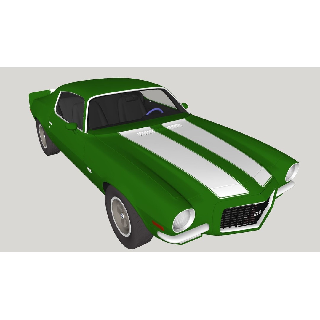 Chevrolet Camaro RS 1970 3D Model – High Poly Antique Car, FBX, OBJ - View 17