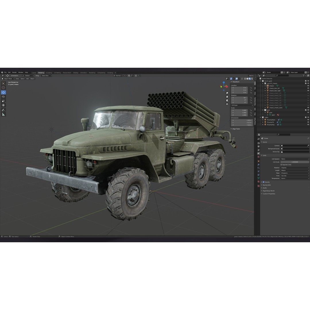 BM-21 Grad 3D Model – Low Poly Game Ready Military Vehicle, FBX - View 10
