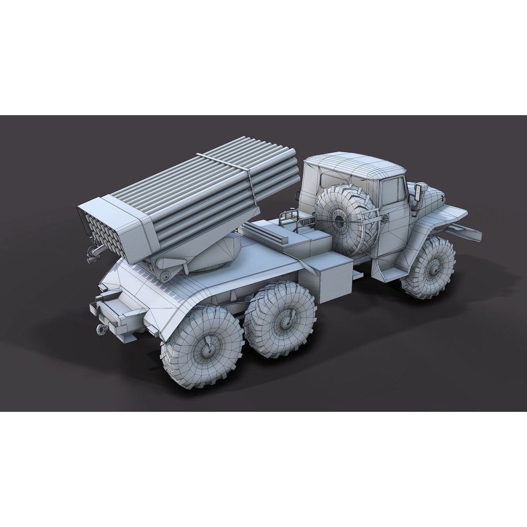 BM-21 Grad 3D Model – Low Poly Game Ready Military Vehicle, FBX - View 11