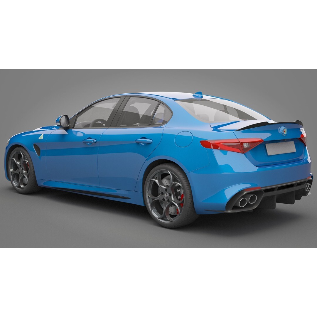 Alfa Romeo Giulia 3D Model – High Poly Sport Car, FBX, OBJ - View 11