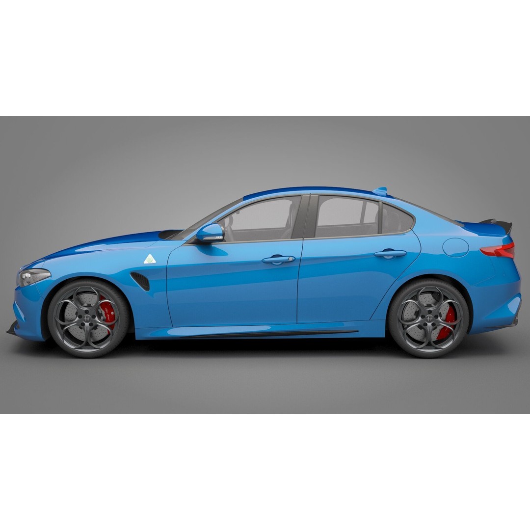 Alfa Romeo Giulia 3D Model – High Poly Sport Car, FBX, OBJ - View 12