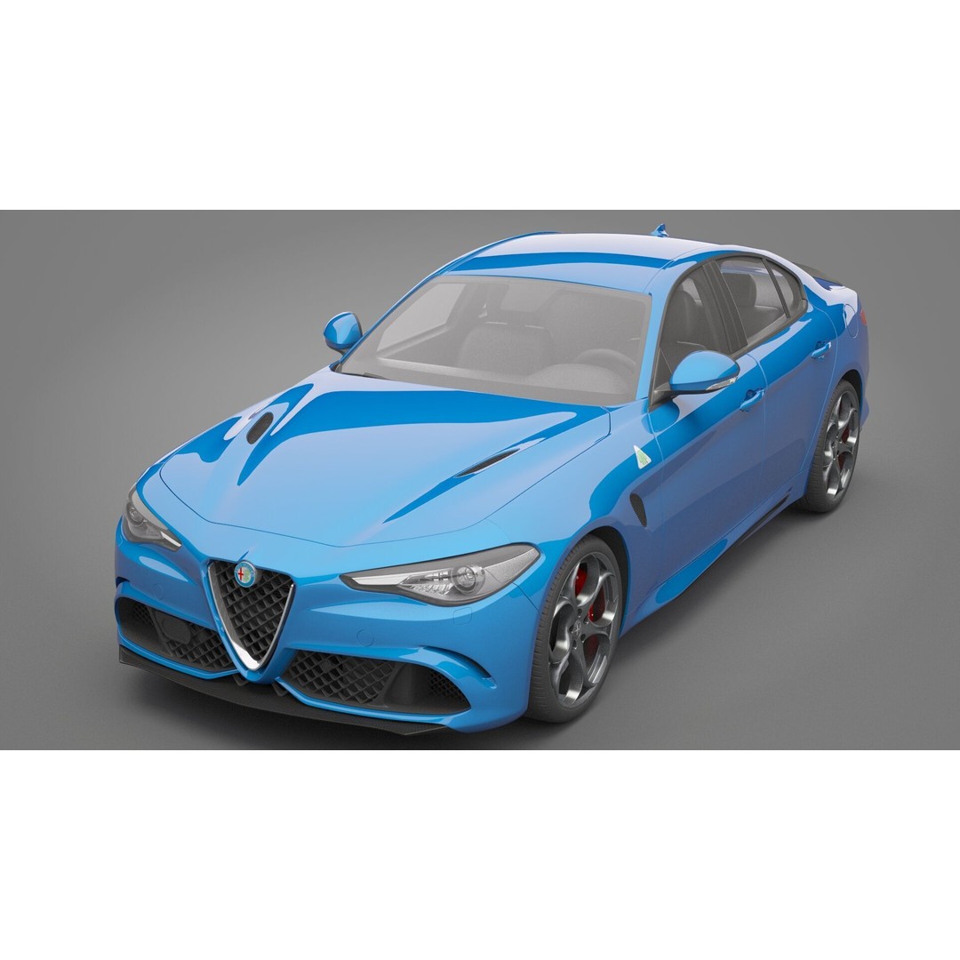 Alfa Romeo Giulia 3D Model – High Poly Sport Car, FBX, OBJ - View 18
