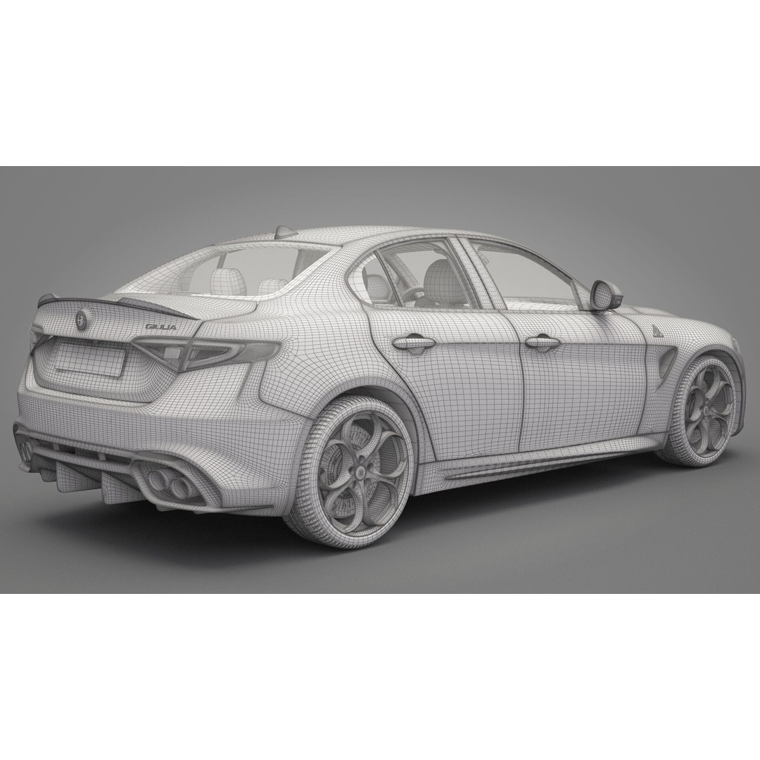 Alfa Romeo Giulia 3D Model – High Poly Sport Car, FBX, OBJ - View 22