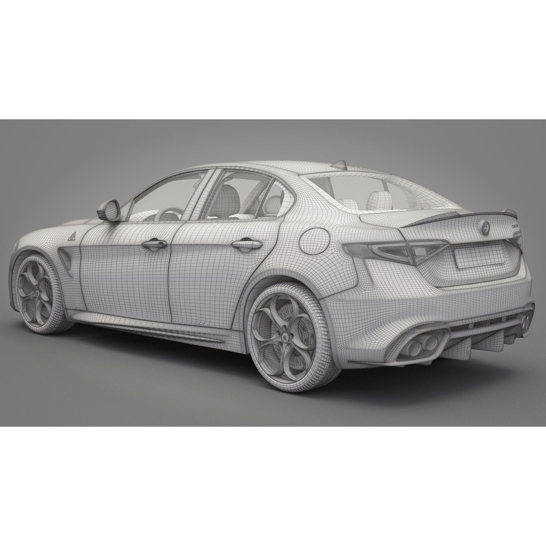Alfa Romeo Giulia 3D Model – High Poly Sport Car, FBX, OBJ - View 23
