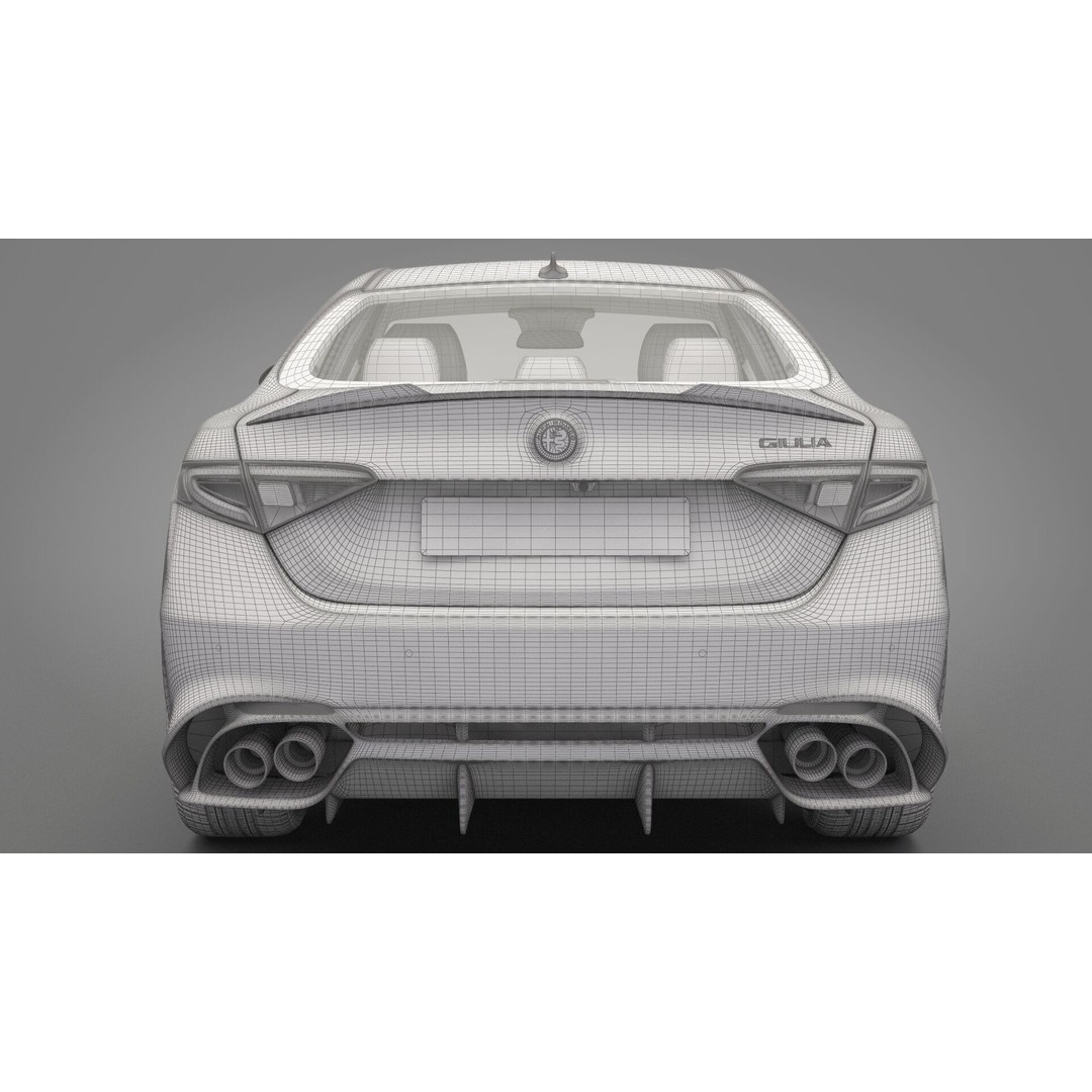 Alfa Romeo Giulia 3D Model – High Poly Sport Car, FBX, OBJ - View 25