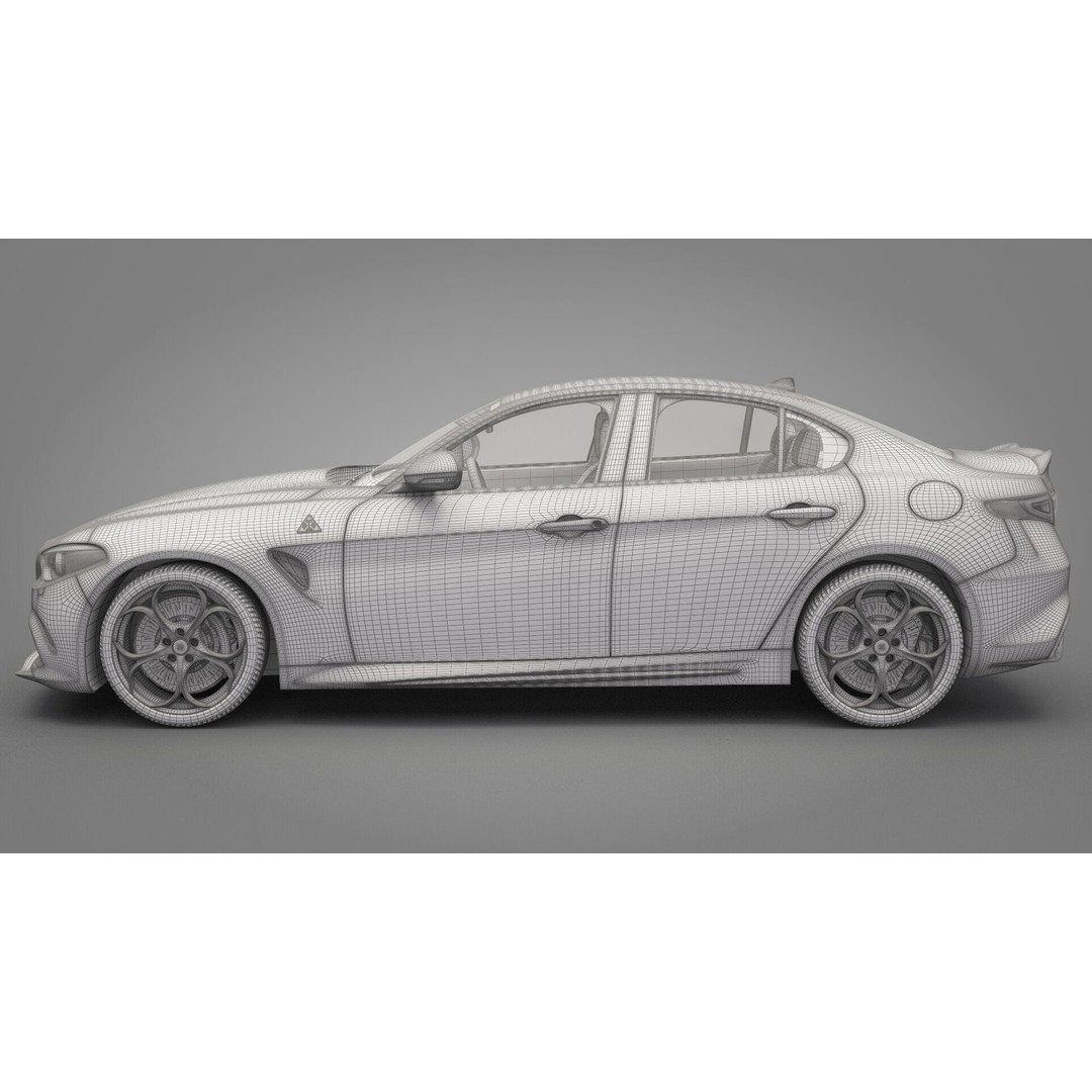 Alfa Romeo Giulia 3D Model – High Poly Sport Car, FBX, OBJ - View 26