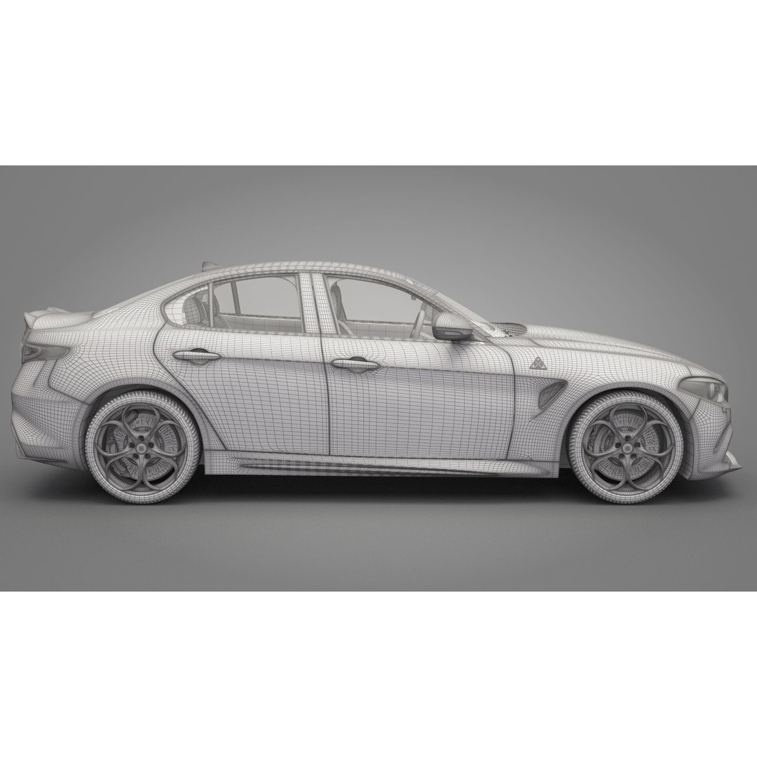 Alfa Romeo Giulia 3D Model – High Poly Sport Car, FBX, OBJ - View 27