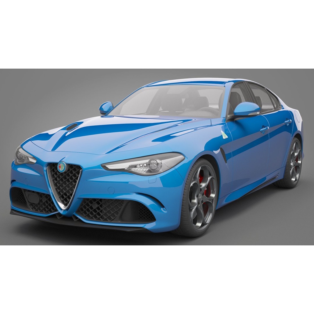 Alfa Romeo Giulia 3D Model – High Poly Sport Car, FBX, OBJ - View 3