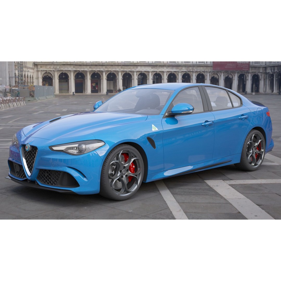 Alfa Romeo Giulia 3D Model – High Poly Sport Car, FBX, OBJ - View 4