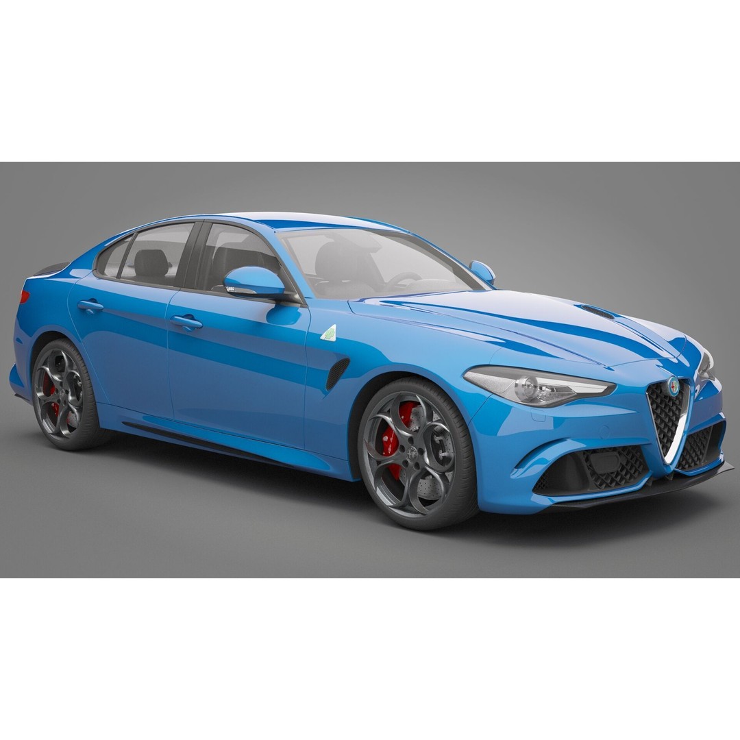 Alfa Romeo Giulia 3D Model – High Poly Sport Car, FBX, OBJ - View 7