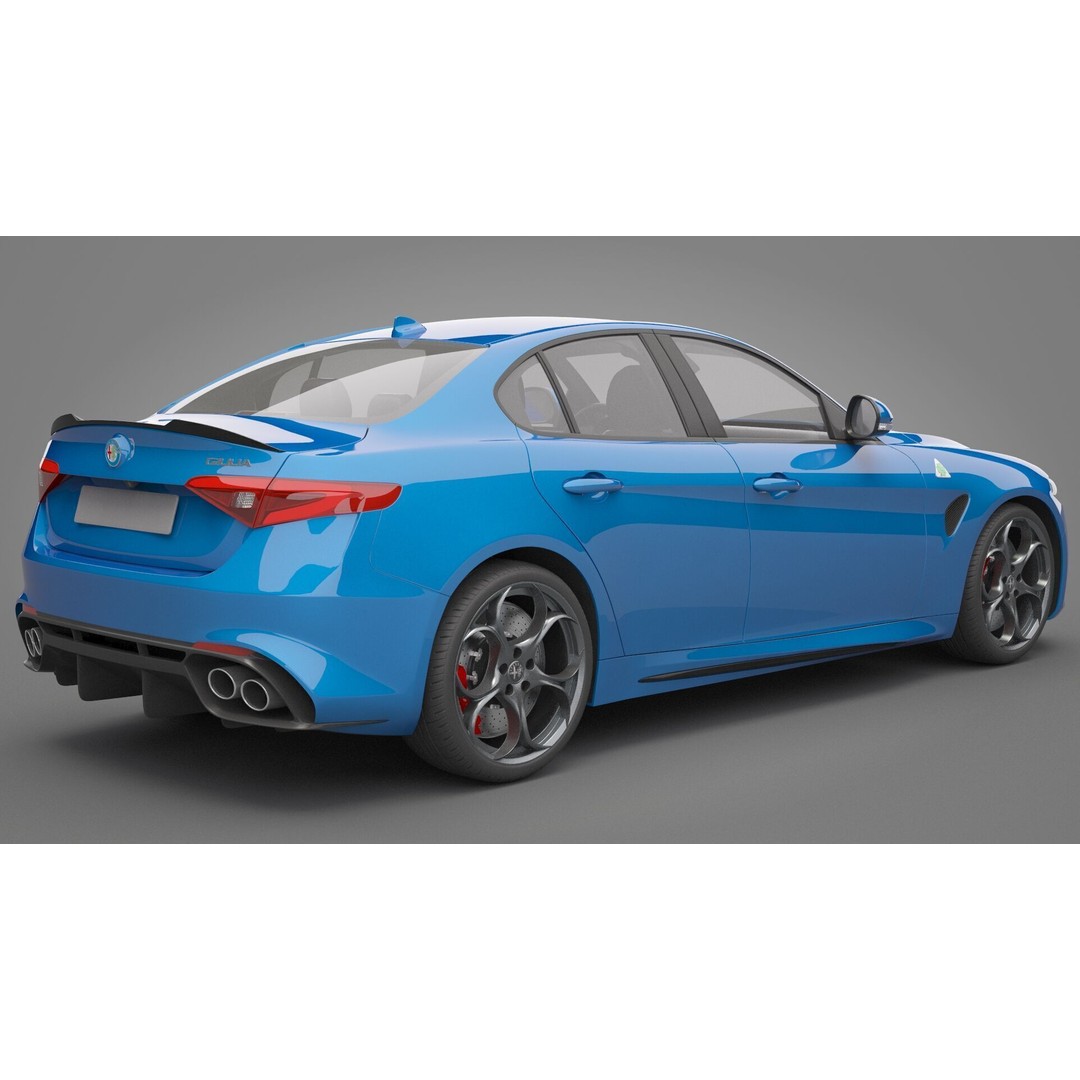 Alfa Romeo Giulia 3D Model – High Poly Sport Car, FBX, OBJ - View 9