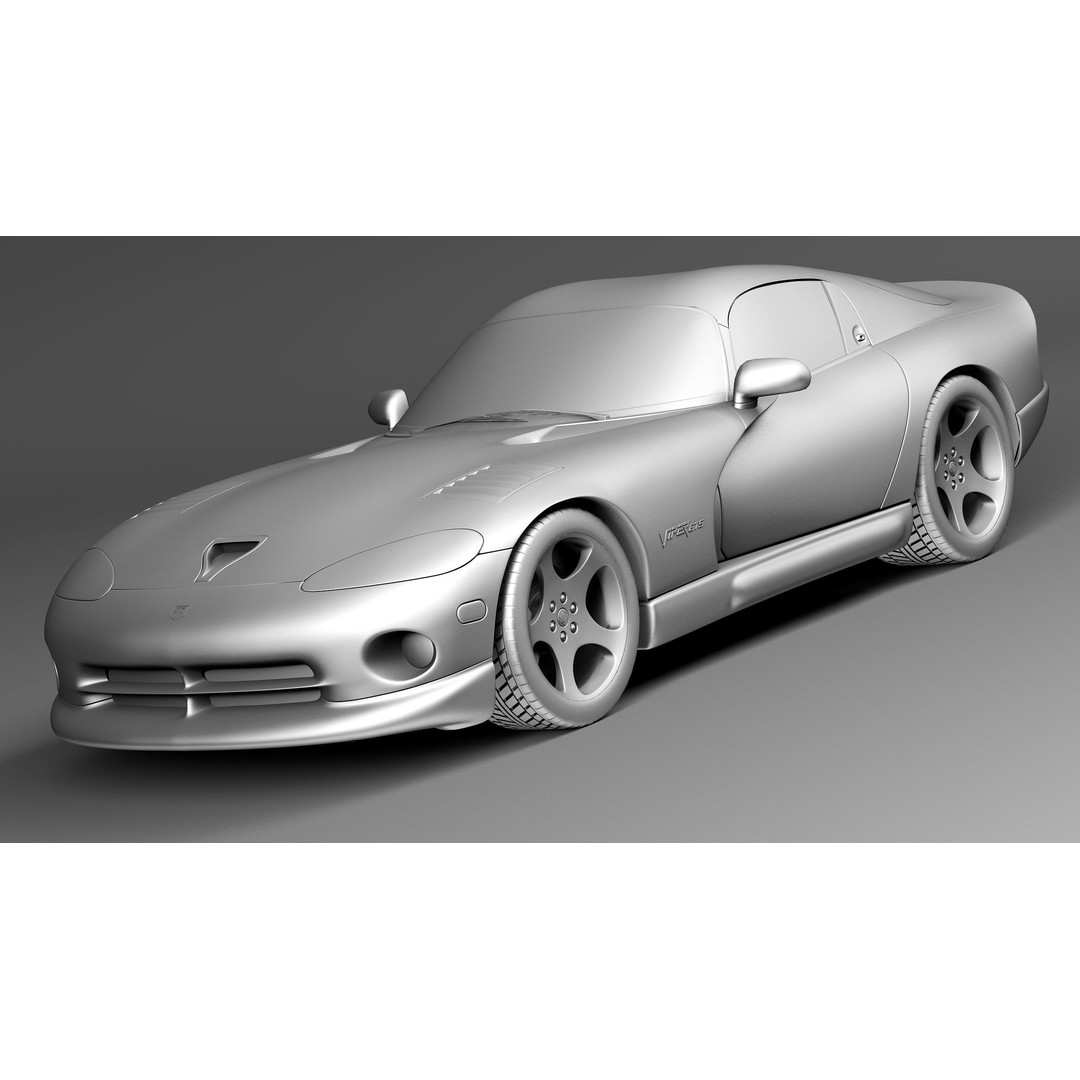 Dodge Viper GTS Coupe 3D Model – High Poly Car Asset, FBX, OBJ - View 10