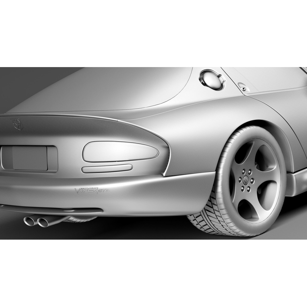 Dodge Viper GTS Coupe 3D Model – High Poly Car Asset, FBX, OBJ - View 13