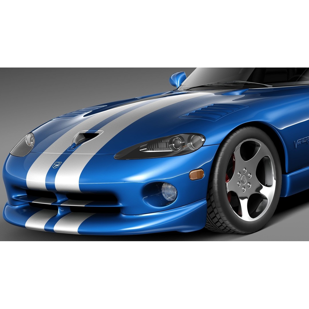 Dodge Viper GTS Coupe 3D Model – High Poly Car Asset, FBX, OBJ - View 4