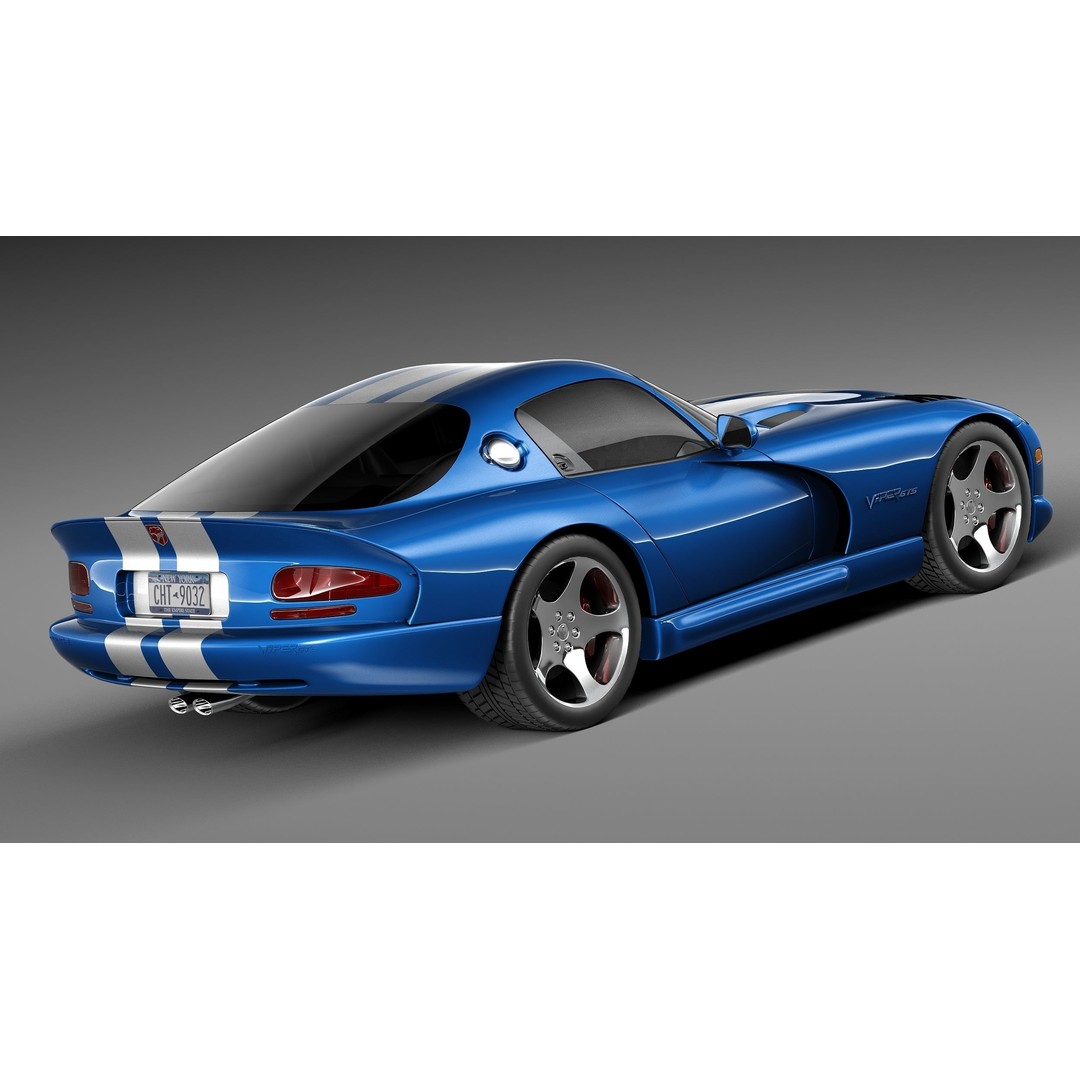 Dodge Viper GTS Coupe 3D Model – High Poly Car Asset, FBX, OBJ - View 6