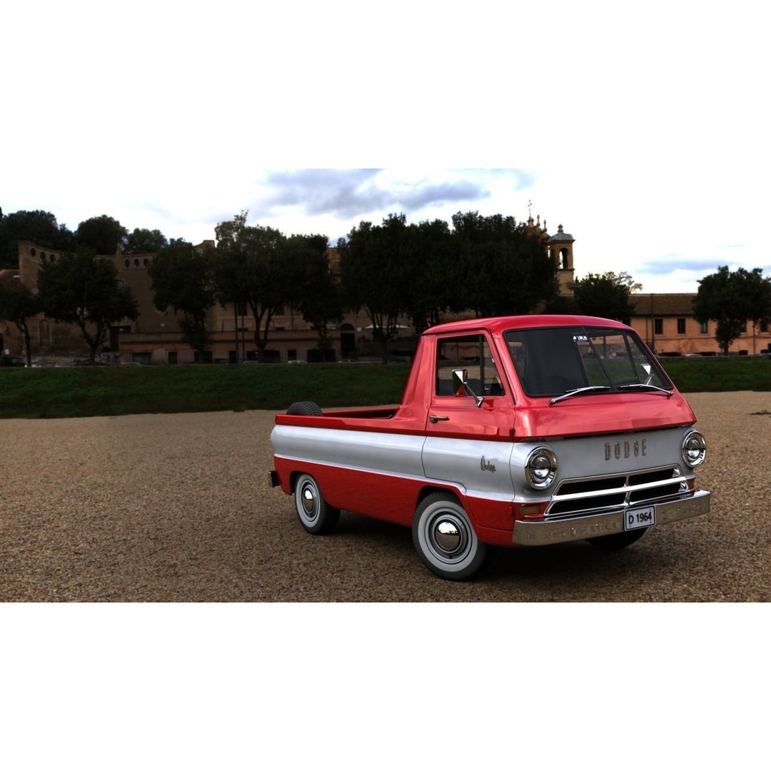 Dodge A100 Compact Pickup 1964 3D Model – High Poly Game Asset, FBX - View 10