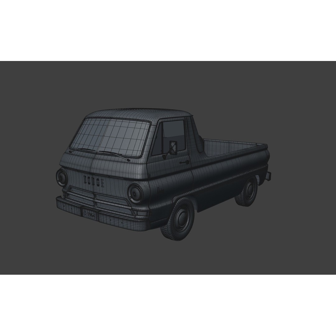 Dodge A100 Compact Pickup 1964 3D Model – High Poly Game Asset, FBX - View 11