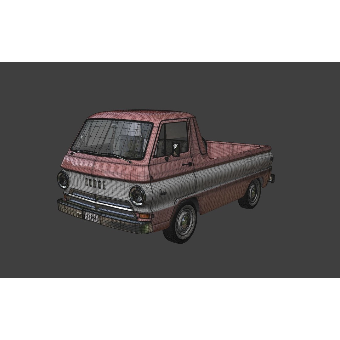 Dodge A100 Compact Pickup 1964 3D Model – High Poly Game Asset, FBX - View 12