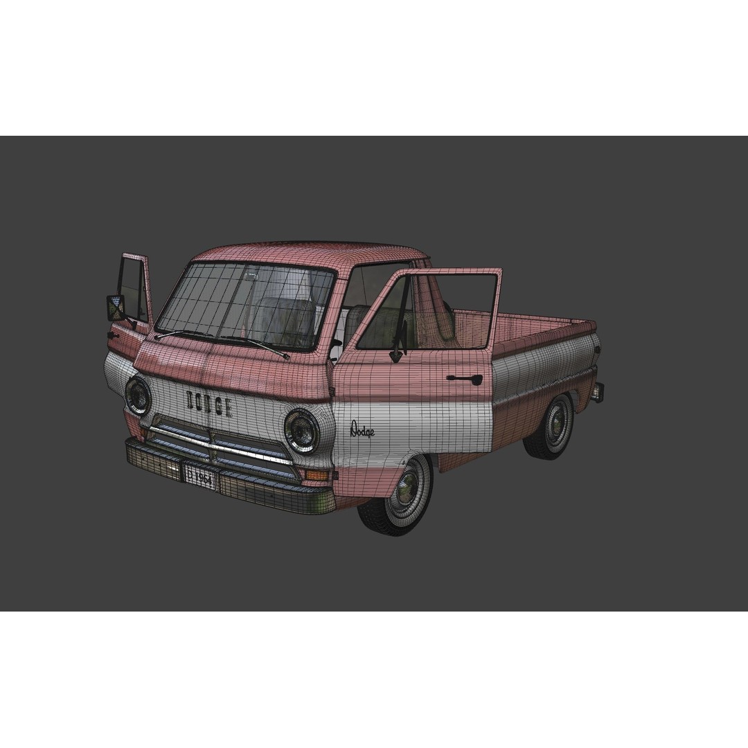 Dodge A100 Compact Pickup 1964 3D Model – High Poly Game Asset, FBX - View 13
