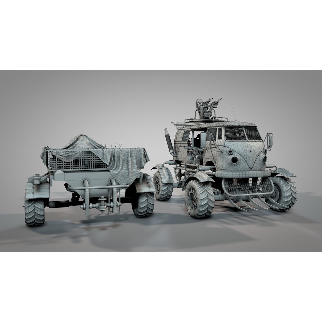 Apocalyptic War Cars 3D Model – High Poly Survival Vehicle, FBX, OBJ