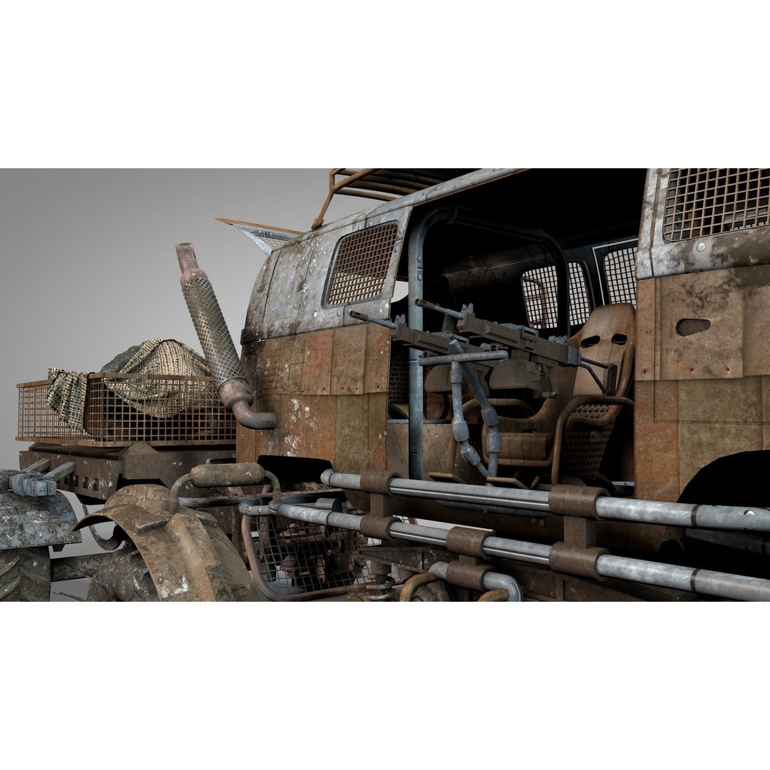 Apocalyptic War Cars 3D Model – High Poly Survival Vehicle, FBX, OBJ - View 10