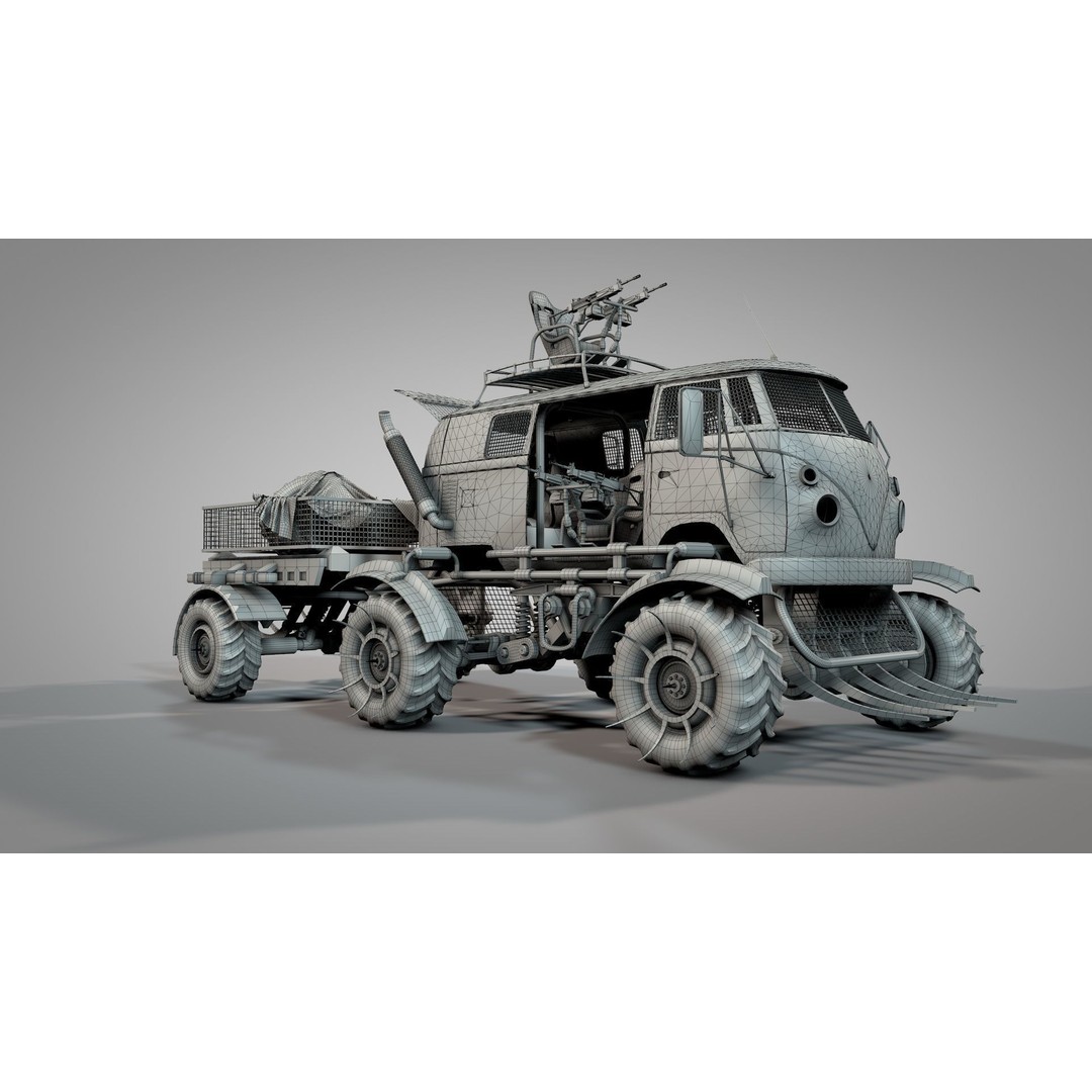 Apocalyptic War Cars 3D Model – High Poly Survival Vehicle, FBX, OBJ - View 11